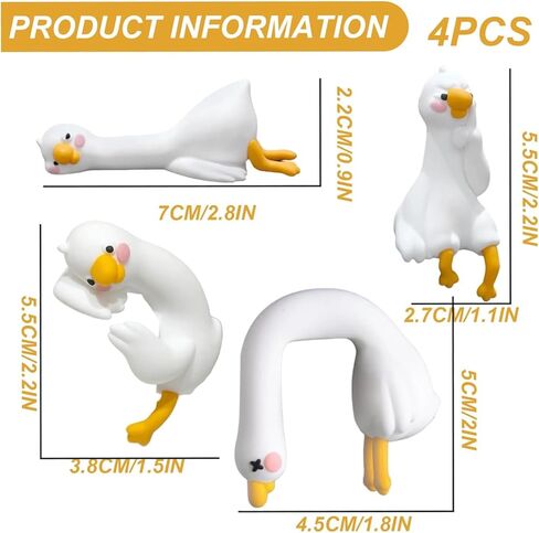 4 قطع ديكورات كمبيوتر على شكل بطة كسولة، ديكور شاشة الكمبيوتر، ديكورات كمبيوتر لطيفة ثلاثية الأبعاد، تماثيل أوزة لطيفة صغيرة لمكتب المكتب، لوحة قيادة السيارة، ديكور داخلي للمهرجانات in Kuwait