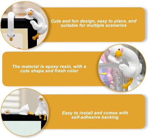 4 قطع ديكورات كمبيوتر على شكل بطة كسولة، ديكور شاشة الكمبيوتر، ديكورات كمبيوتر لطيفة ثلاثية الأبعاد، تماثيل أوزة لطيفة صغيرة لمكتب المكتب، لوحة قيادة السيارة، ديكور داخلي للمهرجانات in Kuwait