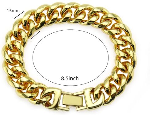 سوار كوبي بعرض 15 ملم للرجال - 8.5 بوصة، سلسلة هيب هوب هدية لزوجها وصديقها in Kuwait