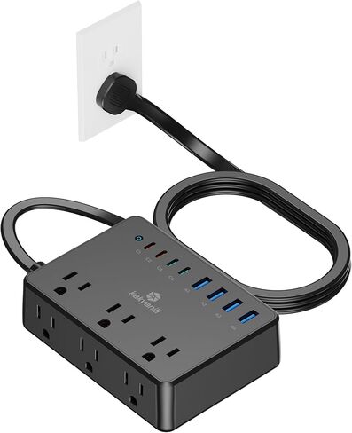 Surge Protector Power Strip, 5 ft flat Extension Cord with 4 Outlets 3 USB Ports (2 USB C), Flat Plug Power Strip with 900 Joules Protection, Suitable for Home Office Dorm Room, White in Saudi Arabia