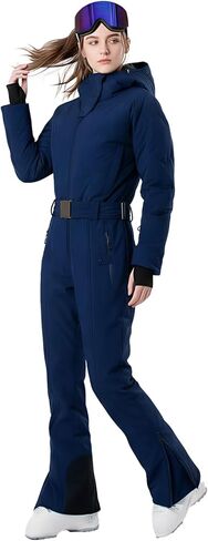 Womens Ski Suit One Piece Snowsuit, 3L Winter Warm Waterproof Snow Suit, Windproof Down Snow Jumpsuit in Saudi Arabia
