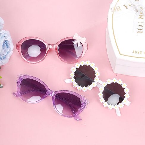 3 Pairs Cute Sunglasses Multiple Shaped Glasse for Toddler Girls Age 3-12 Stylish Eyewear UV400 Protection in Saudi Arabia