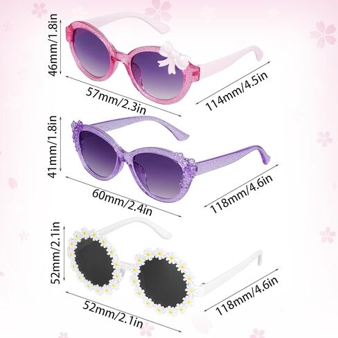 3 Pairs Cute Sunglasses Multiple Shaped Glasse for Toddler Girls Age 3-12 Stylish Eyewear UV400 Protection in Saudi Arabia