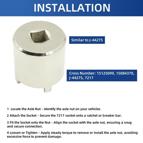 J-44275 Axel Locknut Socket for Chevy Kodiak GMC TopKick 2003 - Newer, Front Wheel Bearing Spindle Nut Wrench Socket Removal Tool for GMT560 C4500 C6500 C7500 7217, 1/2" Drive 4 Pin in Saudi Arabia