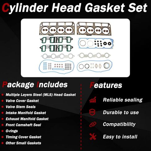 AUCERAMIC HS54660A Cylinder Head Gasket Set Fit 2007-2019 for Chevrolet Avalanche LCF Tahoe Express Silverado Suburban for GMC Savana Sierra Yukon XL 1500 2500 3500 4500 for Cadillac Escalade Base in Saudi Arabia