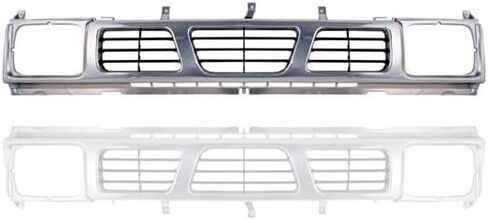 الشبكة - متوافقة/بديلة لسيارة Nissan Pickup/Hardbody طراز '93-97 - الجزء الرئيسي، إطار فضي من الكروم - 6231055G10 in Saudi Arabia