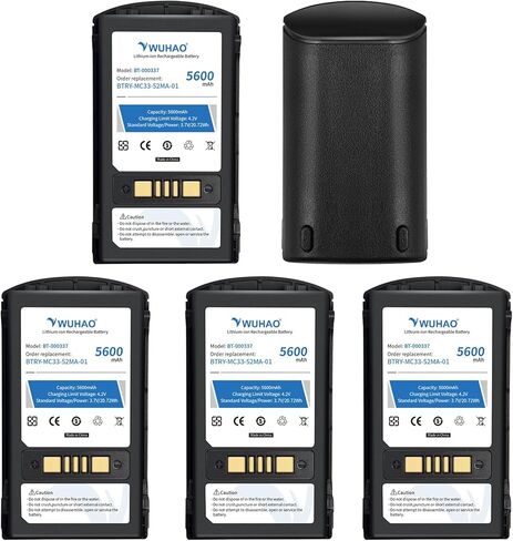 WUHAO 5 عبوات BT-000338 BT-000337 ترقية 5600 مللي أمبير في الساعة لـ Zebra MC3300 MC330K MC330M ماسح الباركود المحمول BTRY-MC33-52MA-01 BT-000337-01 BT-000338-01 بطارية بديلة in Saudi Arabia