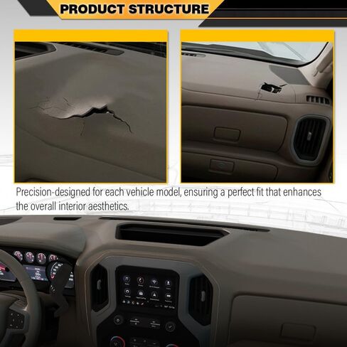 Dash Cover Cap Overlay Compatible with Chevy Tahoe Suburban 1500 2500 / GMC Yukon/Yukon XL 1500 2500 2007 2008 2009 2010 2011 2012 2013 2014 Beige in Saudi Arabia