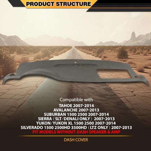 Dash Cover Cap Overlay Compatible with Chevy Tahoe Suburban 1500 2500 / GMC Yukon/Yukon XL 1500 2500 2007 2008 2009 2010 2011 2012 2013 2014 Beige in Saudi Arabia