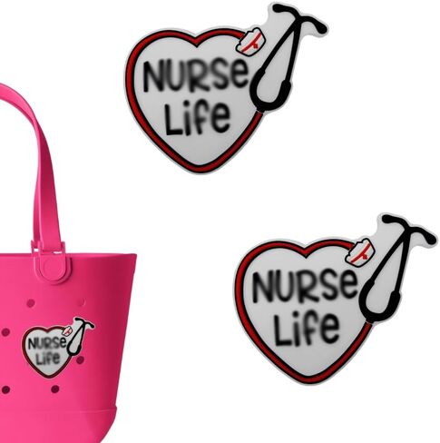 Premium Nurse Life Charms for Bogg Bag, Set of 2 PVC Rubber Inserts, Compatible with Bogg Bag Accessories, Beach Bag Charms Inserts Accessories for Women Girls in Saudi Arabia