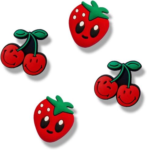 Cherry & Strawberry Shoe Charms - Decoration Charms Gift for Boys Kids Teens and Adults - Set of 4 in Saudi Arabia