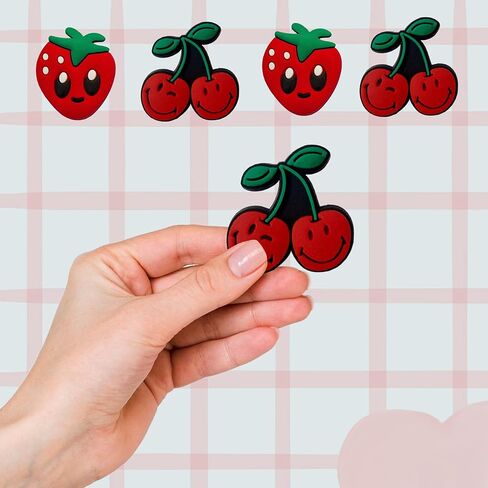 Cherry & Strawberry Shoe Charms - Decoration Charms Gift for Boys Kids Teens and Adults - Set of 4 in Saudi Arabia