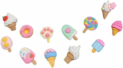 Food Shoes Charms Decorations, Ice Cream Cherry Shoe Charms Packs, Doughnuts Bunny Eggs Cat's Paw Lollipop summer shoes pins Accessories for Women Girls Clogs Sandals in Kuwait
