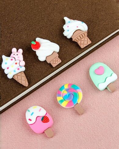 Food Shoes Charms Decorations, Ice Cream Cherry Shoe Charms Packs, Doughnuts Bunny Eggs Cat's Paw Lollipop summer shoes pins Accessories for Women Girls Clogs Sandals in Kuwait
