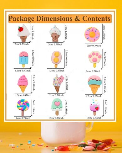 Food Shoes Charms Decorations, Ice Cream Cherry Shoe Charms Packs, Doughnuts Bunny Eggs Cat's Paw Lollipop summer shoes pins Accessories for Women Girls Clogs Sandals in Kuwait