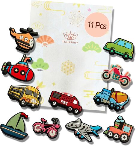 Vehicles Shoe Charms - Vehicles-Themed Decoration Charms Gift for Boys Kids Teens and Adults - Set of 11 in Saudi Arabia