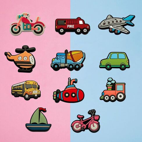 Vehicles Shoe Charms - Vehicles-Themed Decoration Charms Gift for Boys Kids Teens and Adults - Set of 11 in Saudi Arabia