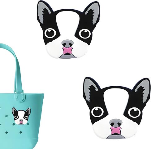 French Bulldog Charms for Bogg Bag, Dog -Themed, Compatible with Simply Southern Beach Tote, 2 Pcs Beach Bag Charms Rubber Inserts Accessories for Women Girls (French Bulldog) in Saudi Arabia