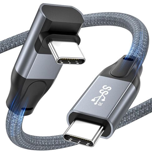 كابل USB4 بقوة 240 وات لكابل Thunderbolt 4، زاوية قائمة، نقل بيانات 40 جيجابت في الثانية، كابل عرض فيديو 8K@60 هرتز، كابل شحن سريع 90 درجة USB من النوع C لهواتف iPhone 15 Pro، وSamsung، وSteam Deck، وSwitch، وeGPU، وMacBook in Kuwait