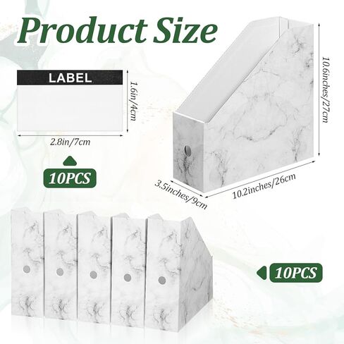10 Pcs Magazine File Holder Foldable Decorative Cardboard File Folders Floral Colored Magazine Rack with Printable Sticker Labels for School Office Home Desk(Marble) in Saudi Arabia