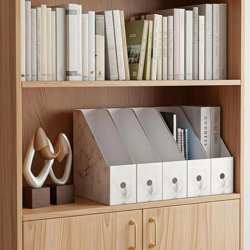 10 Pcs Magazine File Holder Foldable Decorative Cardboard File Folders Floral Colored Magazine Rack with Printable Sticker Labels for School Office Home Desk(Marble) in Saudi Arabia