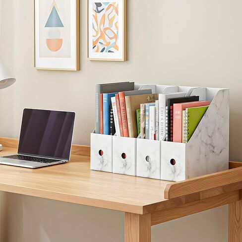 10 Pcs Magazine File Holder Foldable Decorative Cardboard File Folders Floral Colored Magazine Rack with Printable Sticker Labels for School Office Home Desk(Marble) in Saudi Arabia