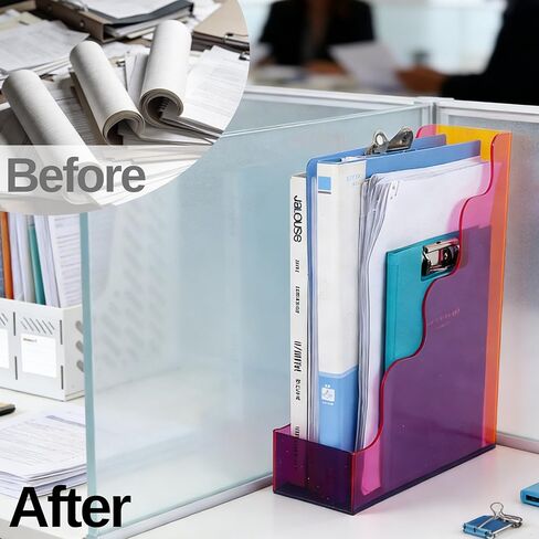 Acrylic File Organizer, Vertical File Holder Magazine Organizer, Cute Desk Storage for Holds Files Papers Magazines, Colorful in Kuwait