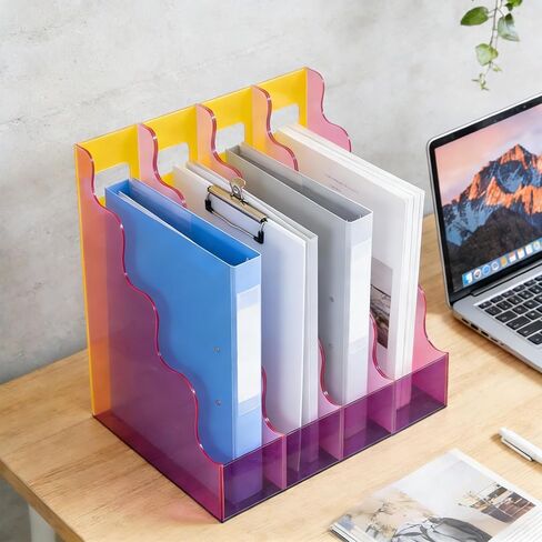 Acrylic File Organizer, Vertical File Holder Magazine Organizer, Cute Desk Storage for Holds Files Papers Magazines, Colorful in Kuwait