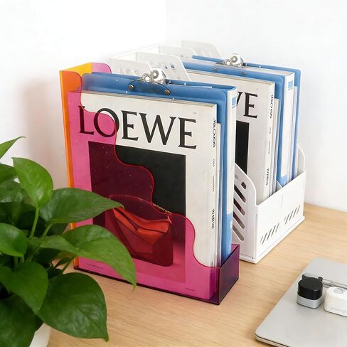 Acrylic File Organizer, Vertical File Holder Magazine Organizer, Cute Desk Storage for Holds Files Papers Magazines, Colorful in Kuwait