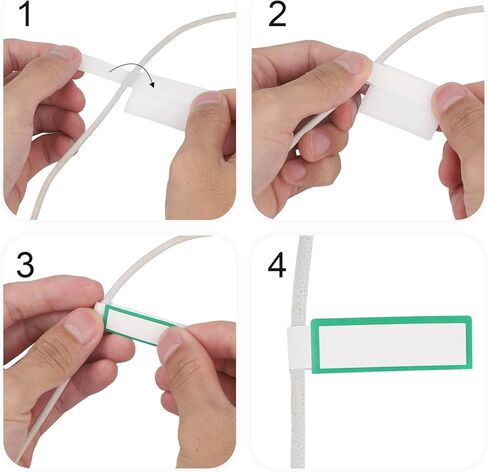 600pcs Cable Labels, Green Border Cord Sticker Self Adhesive Wire Labels Waterproof Wire Tags for Electronics Cable Management Handwriting Printer Printing in Saudi Arabia