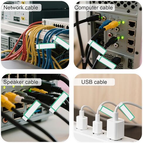600pcs Cable Labels, Green Border Cord Sticker Self Adhesive Wire Labels Waterproof Wire Tags for Electronics Cable Management Handwriting Printer Printing in Saudi Arabia