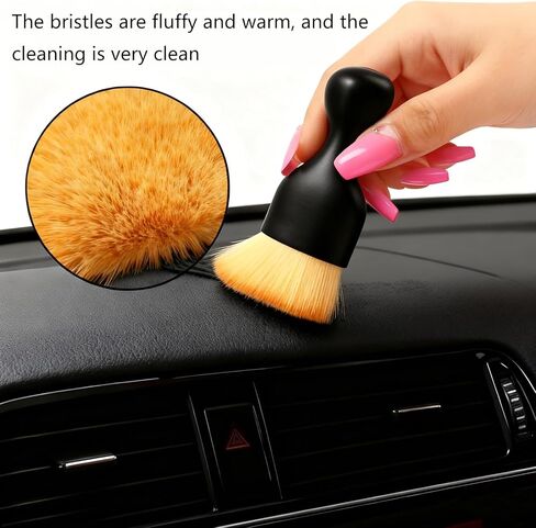 طقم تنظيف داخلي للسيارة مكون من 4 قطع، مجموعة فرش غبار بفتحة تهوية مع شعيرات كثيفة وغطاء من الدرجة الأولى، تصميم كلاسيكي، أدوات تفصيلية لمنفذ التيار المتردد التلقائي مع غطاء in Kuwait