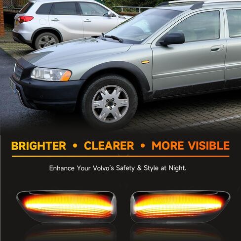 1 زوج الجبهة LED أضواء العلامات الجانبية لفولفو S60 S80 XC90 لفولفو V70 / XC70 2000-2007 بدوره أضواء الإشارة الحاجز مصابيح Sidemarker | ضوء LED كهرماني أسود بعدسة | يستبدل # 30722641، 8658945 in Saudi Arabia