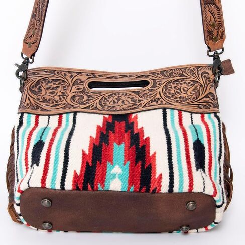 American Darling Clutch Hand Tooled Saddle Blanket Fabric Genuine Leather Western Women Bag Handbag Purse | Purses for Cute in Saudi Arabia