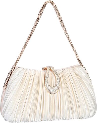 FALETO Clutch Purses for Women Satin Pleated Evening Bag Wedding Clutch Purse with Chain Prom Cocktail Party Handbag in Saudi Arabia