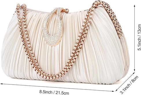 FALETO Clutch Purses for Women Satin Pleated Evening Bag Wedding Clutch Purse with Chain Prom Cocktail Party Handbag in Saudi Arabia
