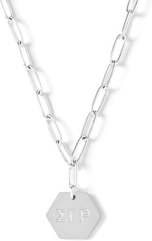 Sorority Shop Sigma Gamma Rho Necklace- Silver Plated Paperclip Necklace, Long-Lasting Sigma Gamma Rho Gifts for Women in Saudi Arabia