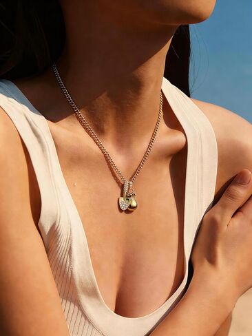 18K Plated Gold Shovel and Money Bag Charm Necklace with Crystal Accents in Saudi Arabia