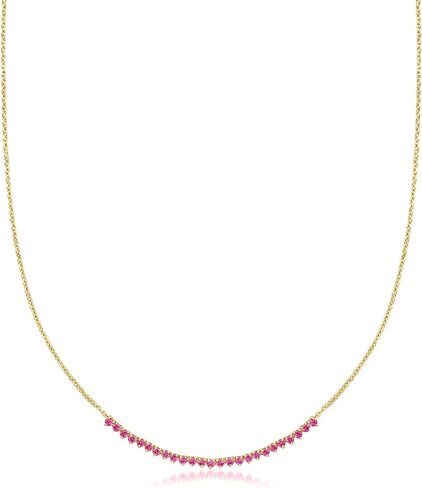 Pure Collection by Ross-Simons 1.00 ct. t.w. Lab-Grown Ruby Tennis-Style Necklace in 18kt Gold Over Sterling. 16 inches in Saudi Arabia