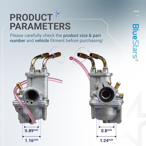 Upgraded PW50 Carburetor Kit - Compatible with Yamaha PW50 Peewee/Y-Zinger (1981–2009) - Includes Air Filter, Fuel Filter, Choke Cable, Throttle Cable, Spark Plug in Saudi Arabia