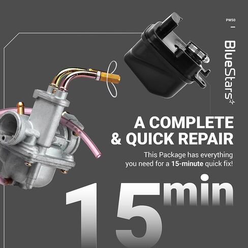 Upgraded PW50 Carburetor Kit - Compatible with Yamaha PW50 Peewee/Y-Zinger (1981–2009) - Includes Air Filter, Fuel Filter, Choke Cable, Throttle Cable, Spark Plug in Saudi Arabia