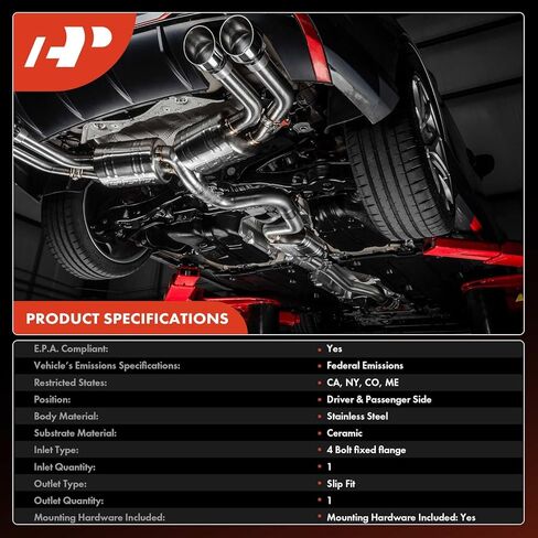A-Premium 2-PC Catalytic Converter with Gasket Kit Direct-Fit Compatible with Dodge Charger 2013-2017 & Chrysler 300 2013-2015, 3.6L, AWD, E.P.A. Compliant in Saudi Arabia