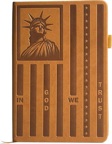 Lined Leather Journal Notebook for Women, Men, College, Business and Travel, A5 Hardcover Notebook Journal with American Statue of Liberty Design, 250 Pages, College Ruled, 5.8'' x 8.4'' Inches, Brown, Lay Flat, with Pen Holder and Bookmark in Saudi Arabia