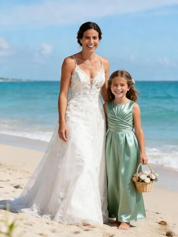 Sevintage Satin Junior Bridesmaid Dresses for Teen Girls A line Formal Wedding Party Gowns in Kuwait