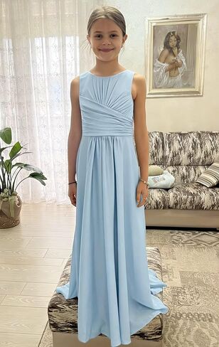 Sevintage Satin Junior Bridesmaid Dresses for Teen Girls A line Formal Wedding Party Gowns in Kuwait
