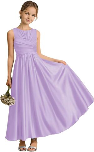Sevintage Satin Junior Bridesmaid Dresses for Teen Girls A line Formal Wedding Party Gowns in Kuwait