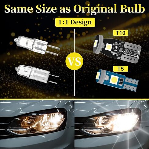 Sixzoo 40 مجموعة مصابيح T10 T5 LED، مصابيح مجموعة الأدوات، مصابيح داش للسيارة الداخلية مع مقبس ملتوي، أضواء مؤشر مجموعة القياس، 37 74 73 2723 2721 T10 158 168 194 2825 مصباح إسفين in Kuwait