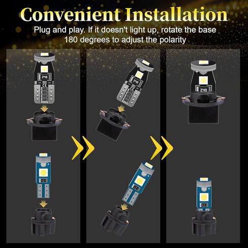 Sixzoo 40 مجموعة مصابيح T10 T5 LED، مصابيح مجموعة الأدوات، مصابيح داش للسيارة الداخلية مع مقبس ملتوي، أضواء مؤشر مجموعة القياس، 37 74 73 2723 2721 T10 158 168 194 2825 مصباح إسفين in Kuwait