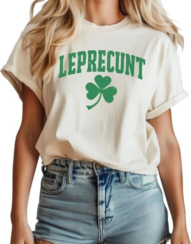 Leprecunt Sweatshirt, Irish Shirt Funny Shamrock Tee, Cute St Patricks Day Women's Outfit Green Party TShirt in Saudi Arabia