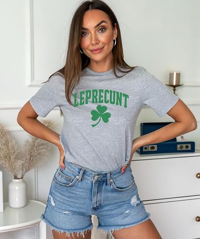 Leprecunt Sweatshirt, Irish Shirt Funny Shamrock Tee, Cute St Patricks Day Women's Outfit Green Party TShirt in Saudi Arabia